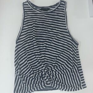 Aqua striped white and navy tank top